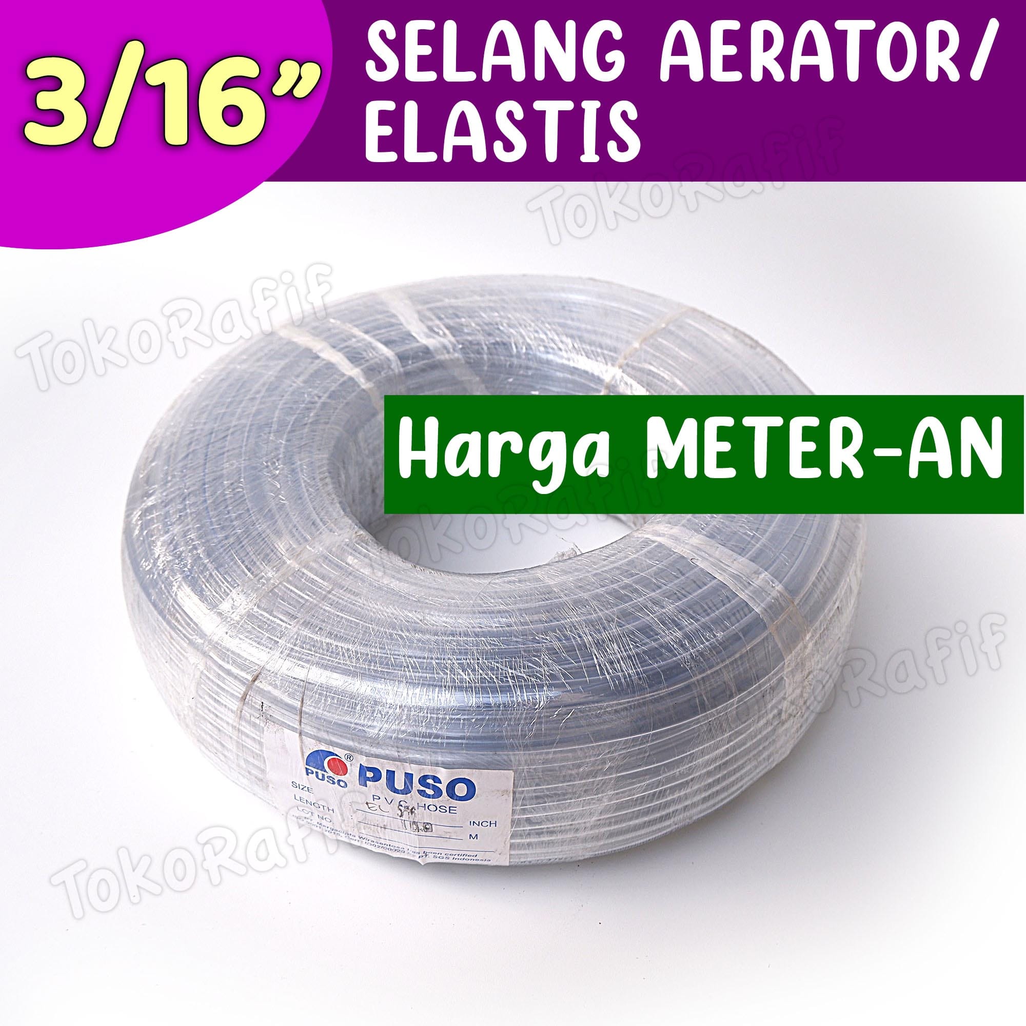 Selang Aerator 3/16 Merk PUSO-Meteran Eceran