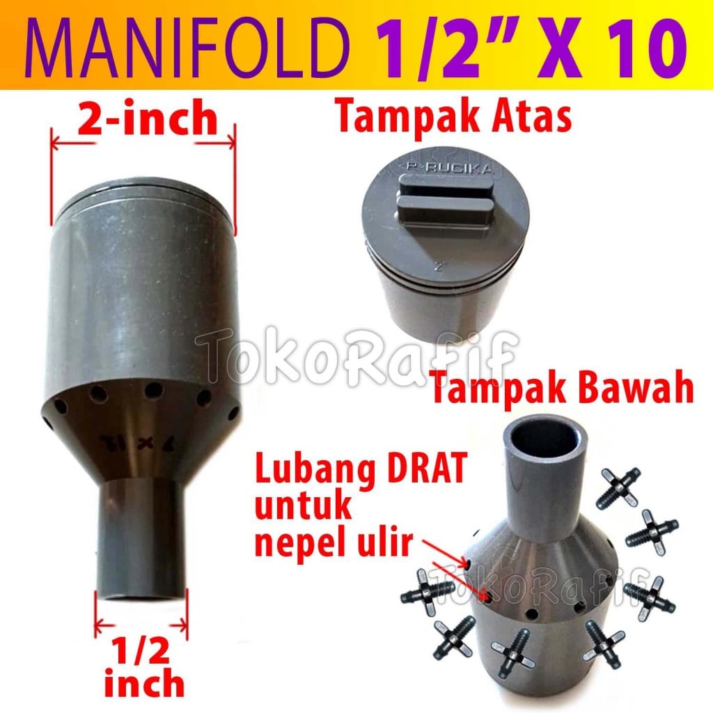 Manifold Irigasi 1/2-inch x 10-titik (Termasuk Nepel Ulir)