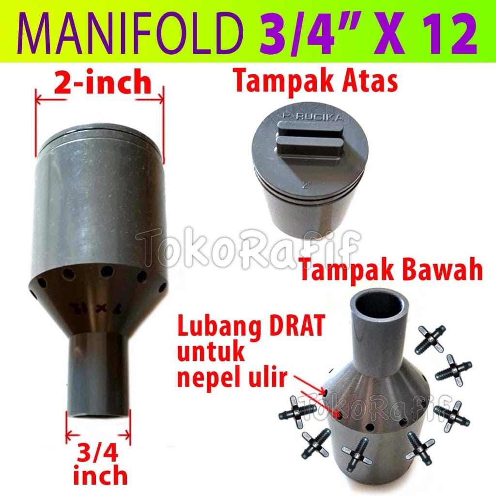 Manifold Irigasi 3/4-inch x 12-titik (Termasuk Nepel Ulir)