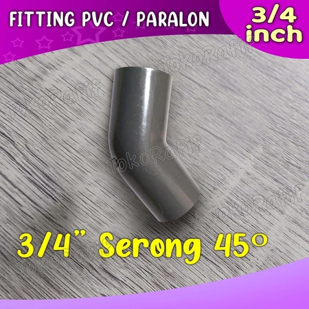 Fitting Pipa PVC 3/4 inch, 3 Way, 4 Way, Knee, Tee Abu-abu - serong-45