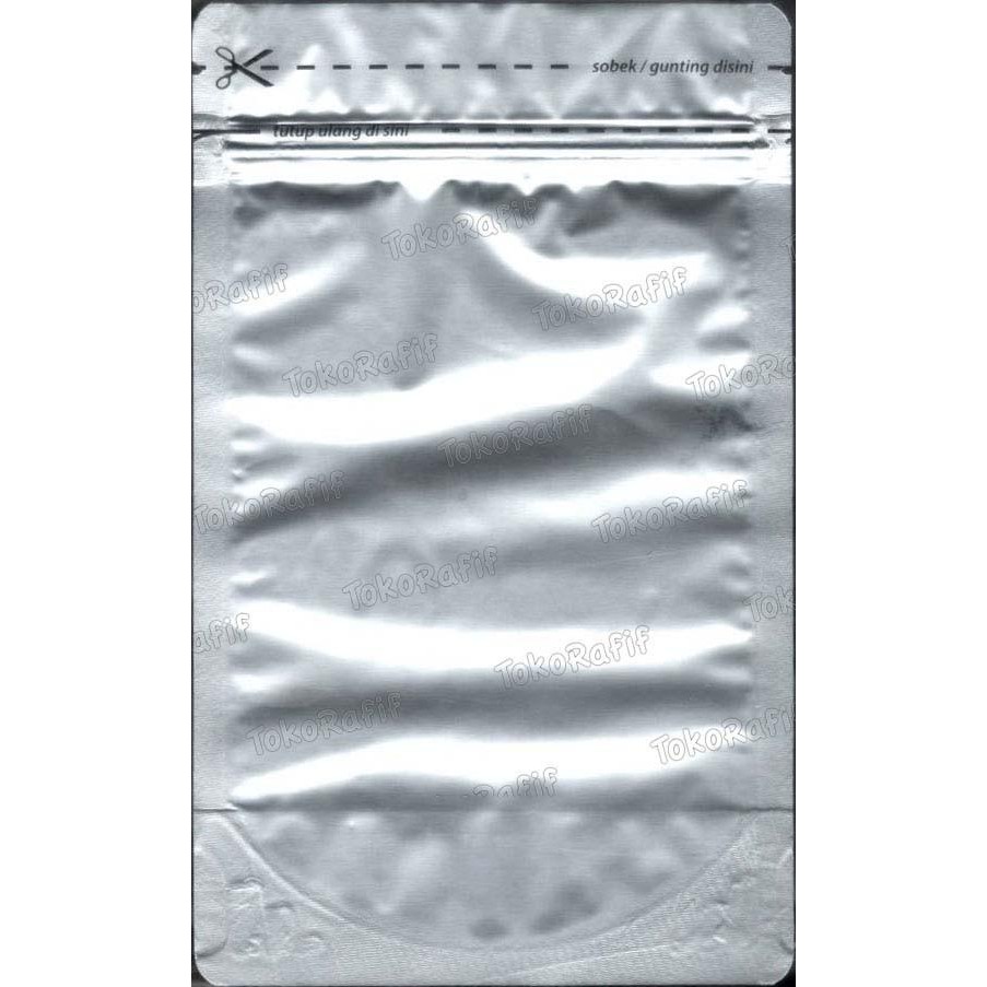 [50PCS] Standing Pouch 500gr 14x23cm Zipper AluFoil Kemasan Dof - Silver-Doff