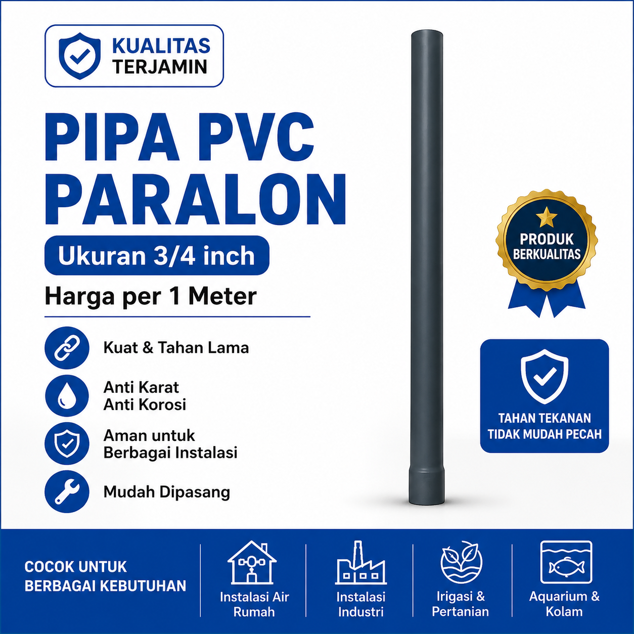 Pipa PVC 1 inch harga per 1 meter