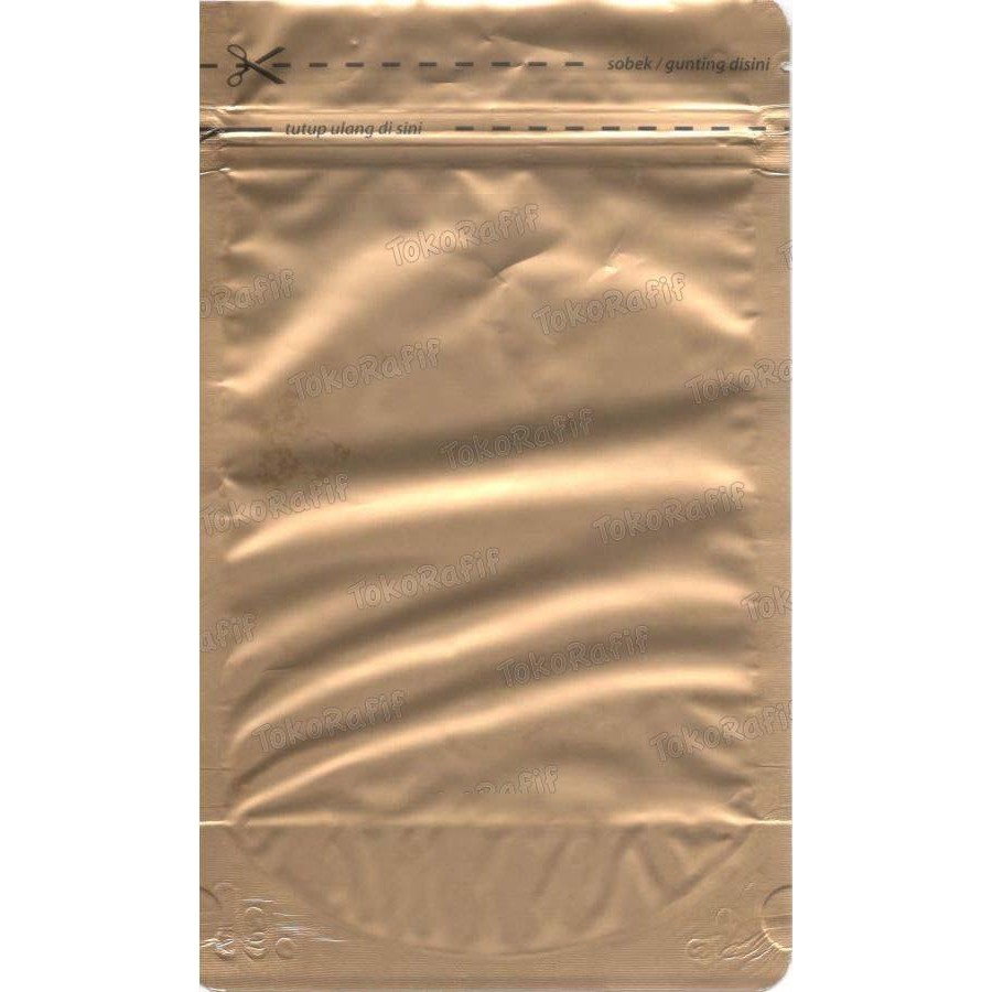 [50PCS] Standing Pouch 500gr 14x23cm Zipper AluFoil Kemasan Dof - Gold-Doff