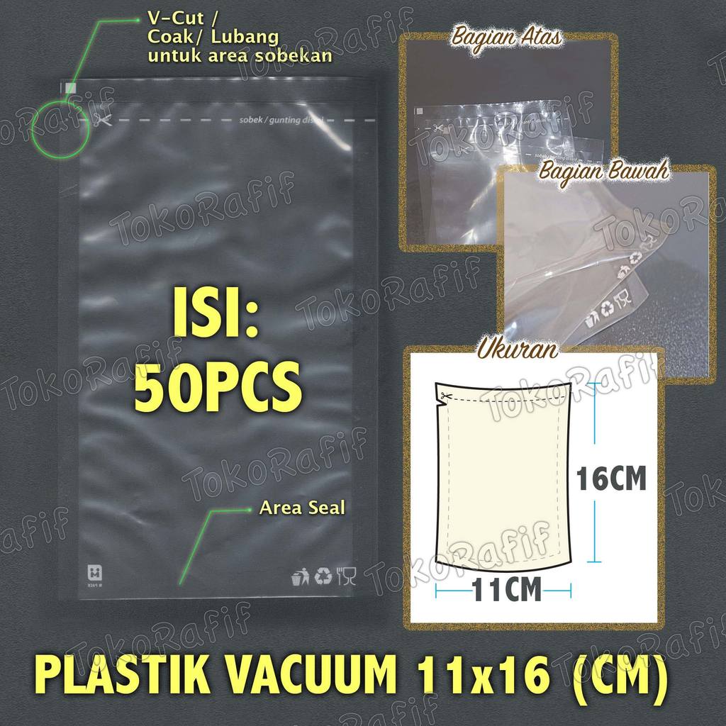 [50PCS] Plastik Vakum 11x16 Kemasan Vacuum Bag Polos Food Grade