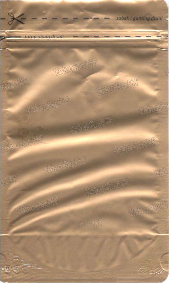 Isi 100PCS-Kemasan 250gr-13x20.5cm Standing Pouch Zipper AluFoil Kemasan Pouch Doff - Gold-Doff
