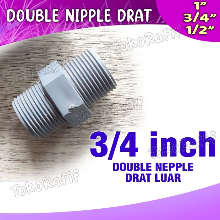 Double Nipple 1/2 inch, 3/4 inch, 1 inch drat luar - 3-4-inch