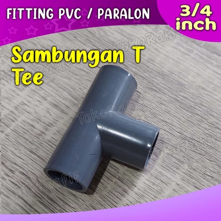Fitting Pipa PVC 3/4 inch, 3 Way, 4 Way, Knee, Tee Abu-abu - tee