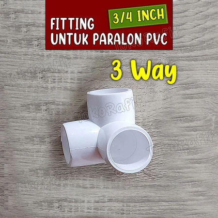 Fitting Pipa PVC 3/4 inch, 3-Way 4-Way 5-Way Cross Tee dan Knee Warna Putih - 3-way-3-4-inch