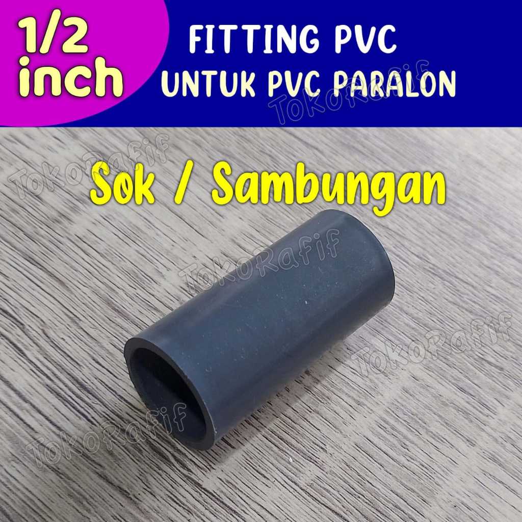 Fitting Pipa PVC 1/2 inch , 3 Way, 4 Way, Knee, Tee Abu-abu - sambung