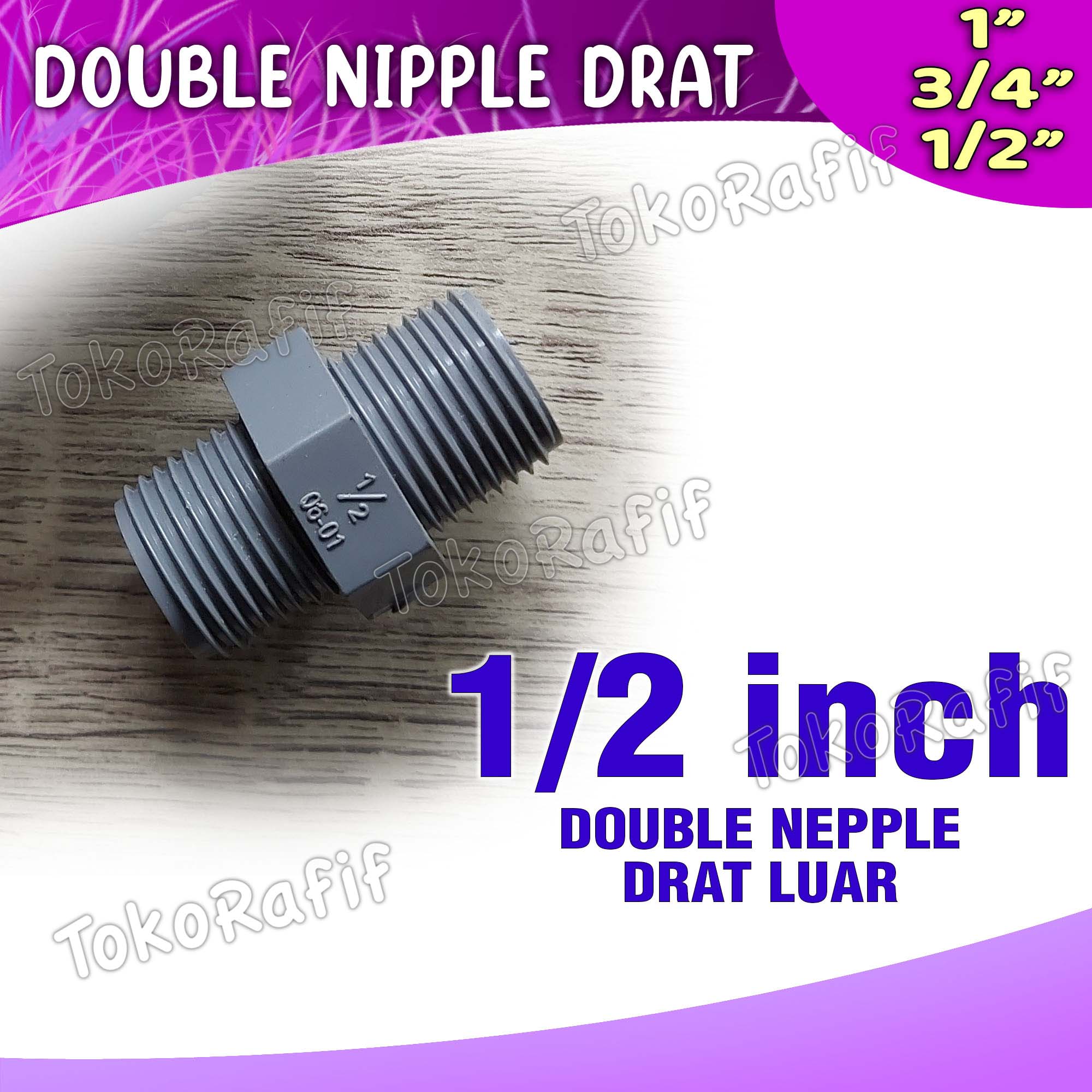 Double Nipple 1/2 inch, 3/4 inch, 1 inch drat luar - 1-2-inch
