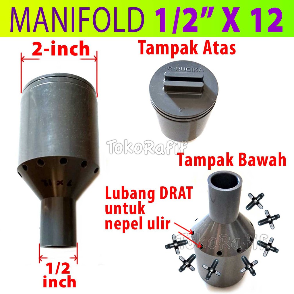 Manifold Hidroponik 1/2-inch Output 12 (Termasuk Nepel Ulir)