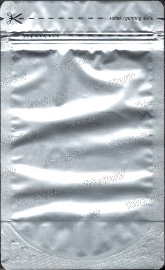 Isi 100PCS-Kemasan 250gr-13x20.5cm Standing Pouch Zipper AluFoil Kemasan Pouch Doff - Silver Doff