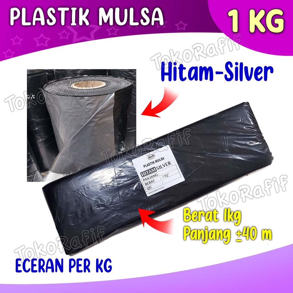 Plastik Mulsa 100cm eceran 1kg hitam silver