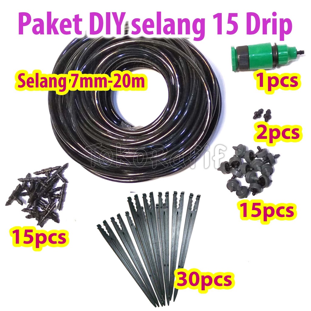 Irigasi DIY Irigasi Selang-7mm 15-drip