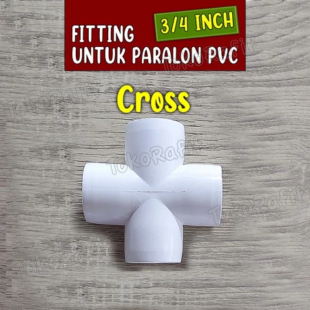 Fitting Pipa PVC 3/4 inch, 3-Way 4-Way 5-Way Cross Tee dan Knee Warna Putih - 4-cross-3-4-inch