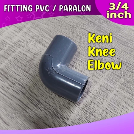 Fitting Pipa PVC 3/4 inch, 3 Way, 4 Way, Knee, Tee Abu-abu - elbow