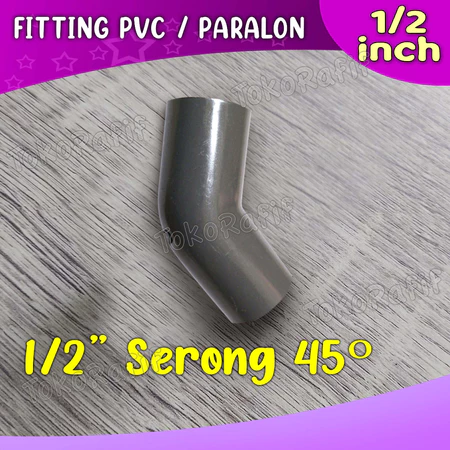 Fitting Pipa PVC 1/2 inch , 3 Way, 4 Way, Knee, Tee Abu-abu - serong-45
