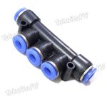 Fitting Pneumatic 5-way 6mm Quick Joint  Nepel Tee Slip 5-arah